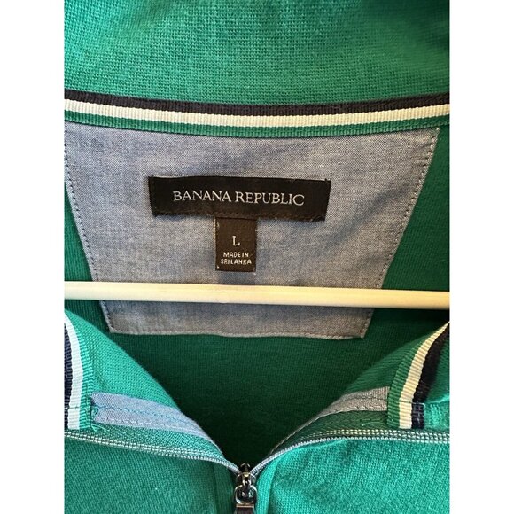 Banana Republic Men’s Quarter Zip Sweater Vibrant Green Sz Large - Picture 2 of 6